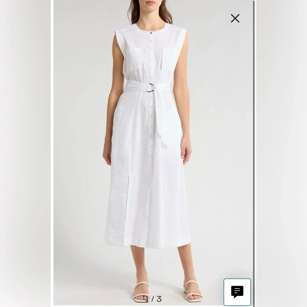 Brand new Dereck lam 10 Crosby Karina cap sleeve shirt  White Dress - Picture 2 of 5